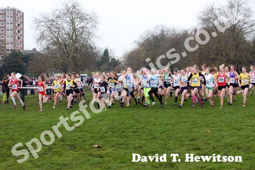 Under-15s girls start,  2012 McCain Liverpool Cross Challenge.